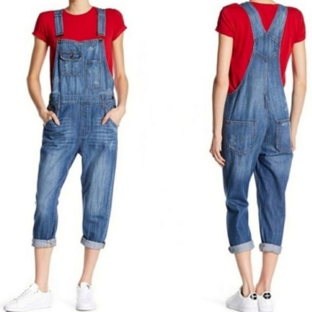 Hidden Jeans > Distressed Bailey Boyfriend Denim Overalls Size Large